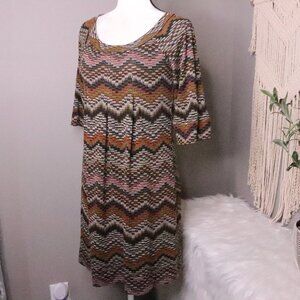I.N. Studio | Knit Chevron Print Fit & Flare Dress 10P